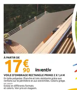 Mr Bricolage inventiv VOILE D'OMBRAGE RECTANGLE PRIMO 2 X 1,4 M offre