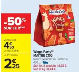 Cora x Carrefour MAÎTRE COQ Wings Party offre