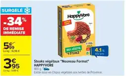 Cora x Carrefour HAPPYVORE Steaks végétaux "Nouveau Format" offre