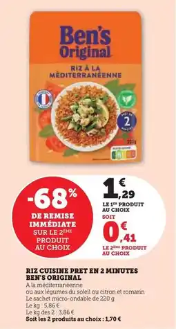 Hyper U Ben's original - riz cuisine pret en 2 minutes offre
