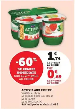 Hyper U Danone - activia aux fruits offre