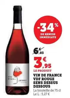 Hyper U Sens dessus dessous - vin de france vdf rouge offre