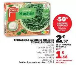 Hyper U Findus - epinards a la creme fraiche surgeles offre
