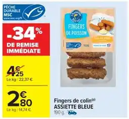 Cora x Carrefour ASSIETTE BLEUE Fingers de colin offre