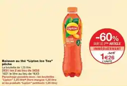 Monoprix Lipton - boisson au thé ice tea pêche offre