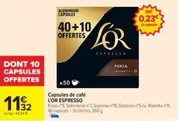 Cora x Carrefour L'OR ESPRESSO Capsules de café offre