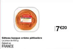 Monoprix Gâteau basque crème pâtissière offre