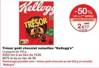 Monoprix Kellogg's - tresor goût chocolat noisettes offre