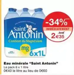 Monoprix Saint antonin - eau minérale offre