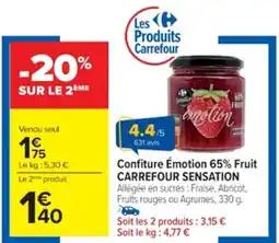 Cora x Carrefour Confiture émotion 65% fruit carrefour sensation offre