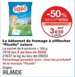 Monoprix Ficello - le bâtonnet de fromage à effilocher nature offre
