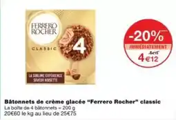 Monoprix Ferrero rocher - bâtonnets de crème glacée classic offre