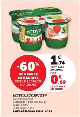 Super U Danone - activia aux fruits offre