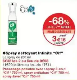 Monoprix Cif - spray nettoyant infinite offre