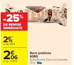 Cora x Carrefour KORO Barre protéinée offre