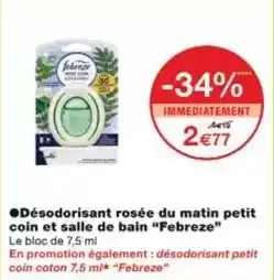 Monoprix Febreze - désodorisant rosée du matin petit coin et salle de bain offre