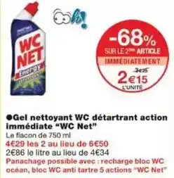 Monoprix Wc net - gel nettoyant wc détartrant action immédiate offre