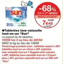 Monoprix Sun - tablettes lave-vaisselle tout-en-un offre