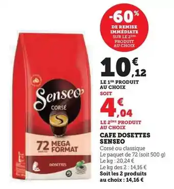 Super U Senseo - cafe dosettes offre