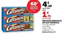 Super U Lu - biscuits chocolat au lait granola offre