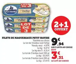 Super U Petit navire - filets de maquereaux offre
