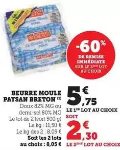 Super U Paysan breton - beurre moule offre