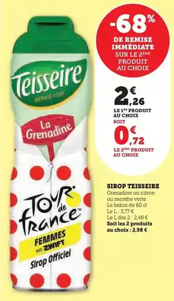 Super U Teisseire - sirop offre