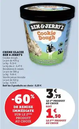 Super U Ben & jerry's - creme glacee offre