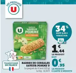 Super U U - barres de cereales saveur pomme offre