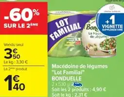 Cora x Carrefour BONDUELLE Macédoine de légumes "Lot Familial" offre