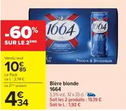 Cora x Carrefour 1664 Bière blonde offre
