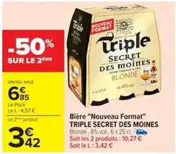 Cora x Carrefour TRIPLE SECRET DES MOINES Bière "Nouveau Format" offre