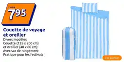 Action Couette de voyage et oreiller offre