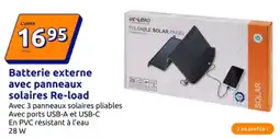 Action Batterie externe avec panneaux solaires re load offre