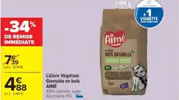 Cora x Carrefour AIMÉ Litière Végétale Granulés en bois offre