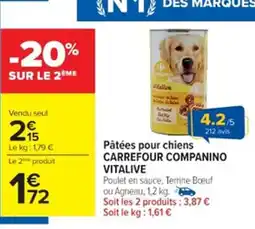 Cora x Carrefour VITALIVE Pâtées pour chiens carrefour companino offre