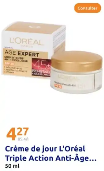 Action Crème de jour l'oréal triple action anti âge offre