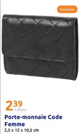 Action Porte monnaie code femme offre