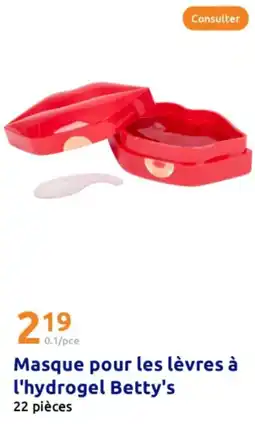 Action Masque pour les lèvres à l'hydrogel betty's offre