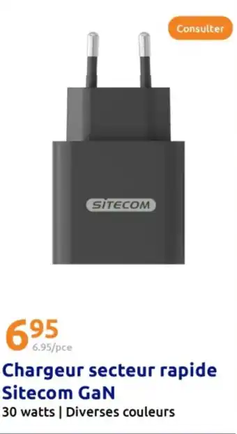 Action Chargeur secteur rapide sitecom gan offre