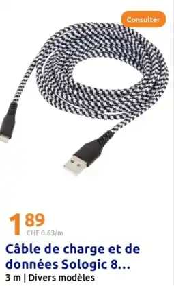Action Câble de charge et de données sologic 8 offre
