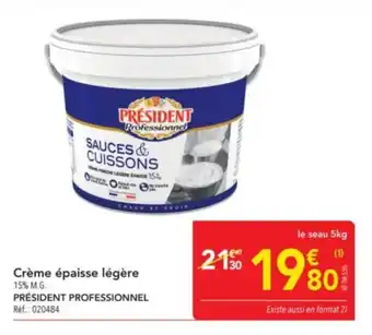 METRO PRÉSIDENT PROFESSIONNEL Crème épaisse légère offre