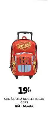 Auchan SAC À DOS À ROULETTES 3D CARS offre