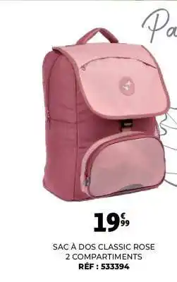 Auchan SAC À DOS CLASSIC ROSE offre