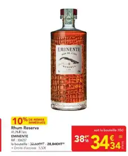METRO EMINENTE Rhum Reserva offre