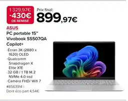 Costco ASUS PC portable 15" Vivobook S5507QA offre