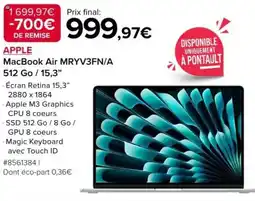 Costco APPLE MacBook Air MRYV3FN/A offre