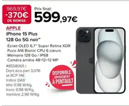 Costco APPLE iPhone 15 Plus 128 Go 5G noir” offre