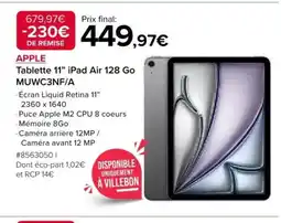 Costco APPLE Tablette 11" iPad Air 128 Go MUWC3NF/A offre
