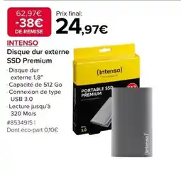 Costco INTENSO Disque dur externe SSD Premium offre